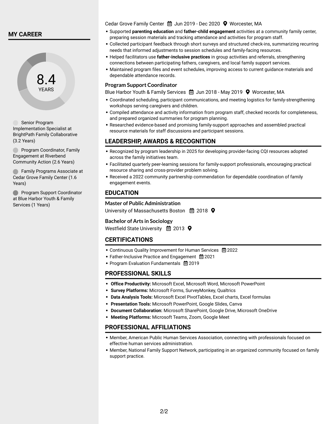 Resume example — page 2