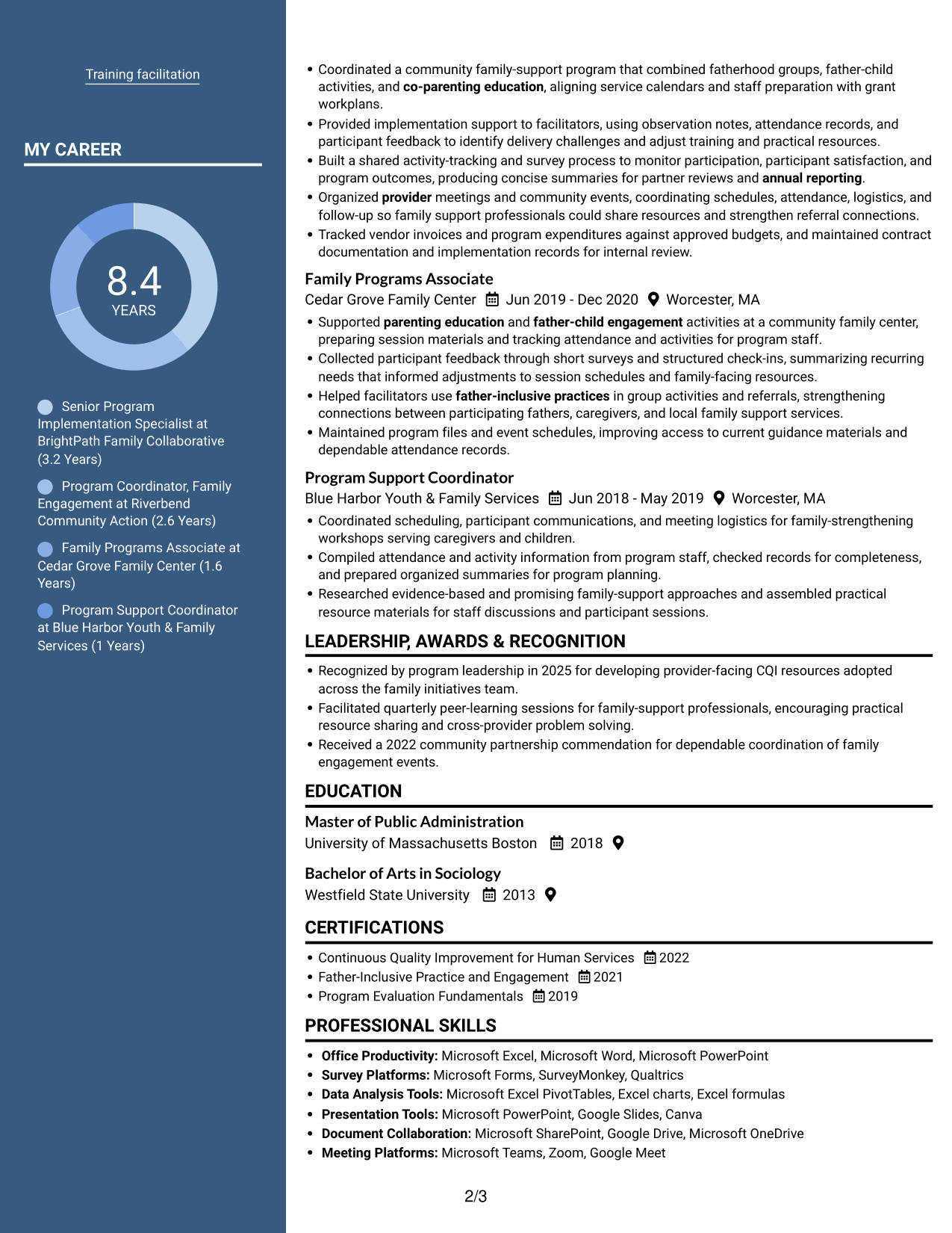 Resume example — page 2