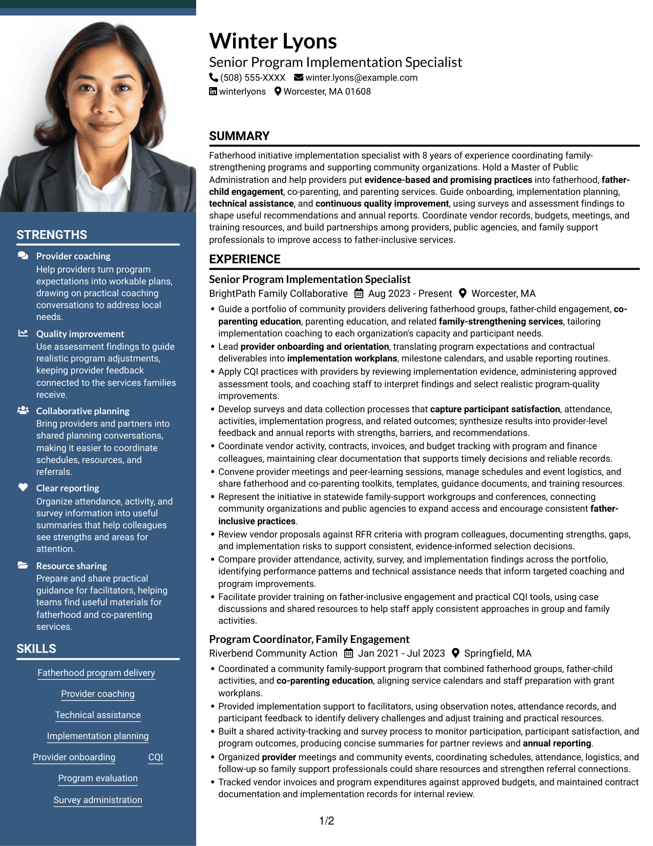 Resume example — page 1