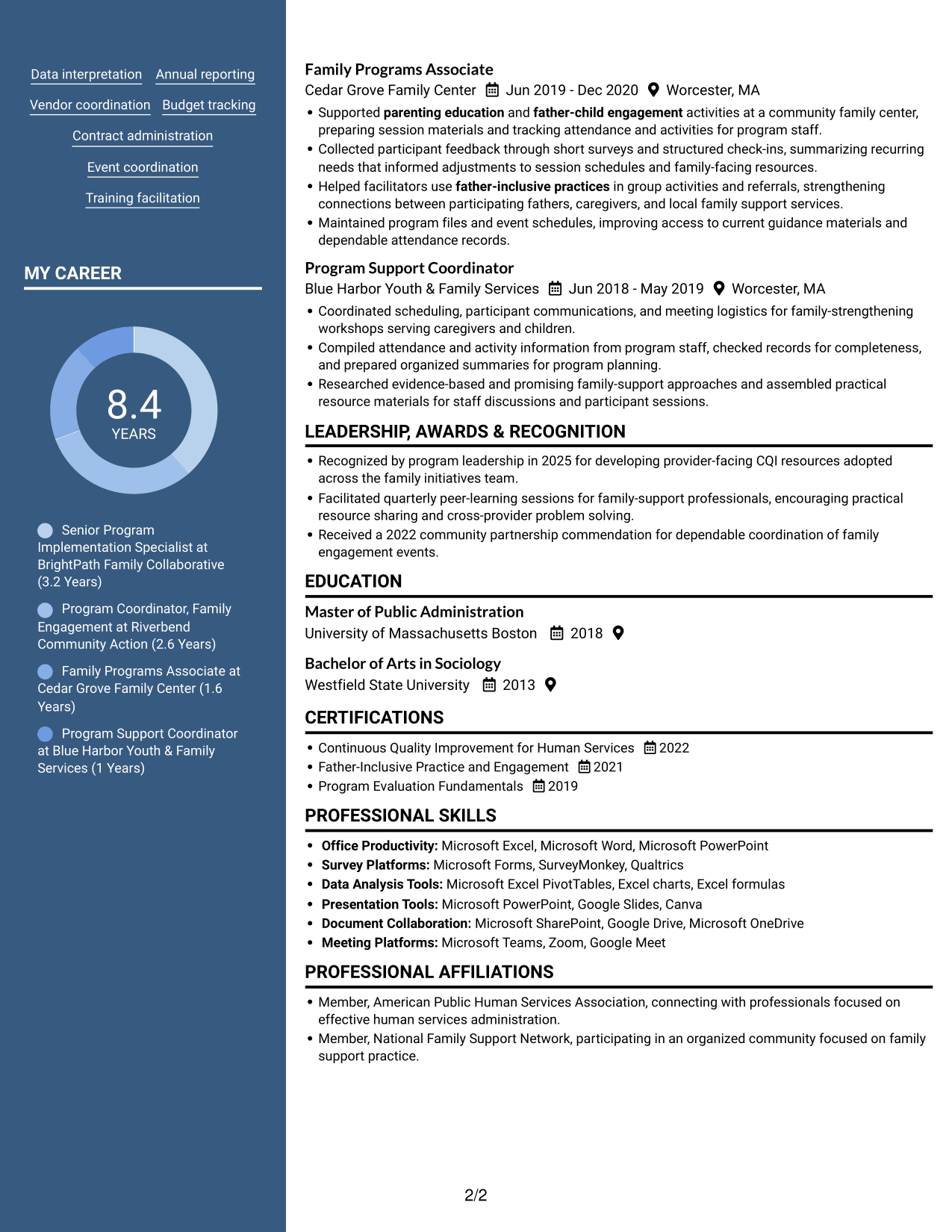 Resume example — page 2