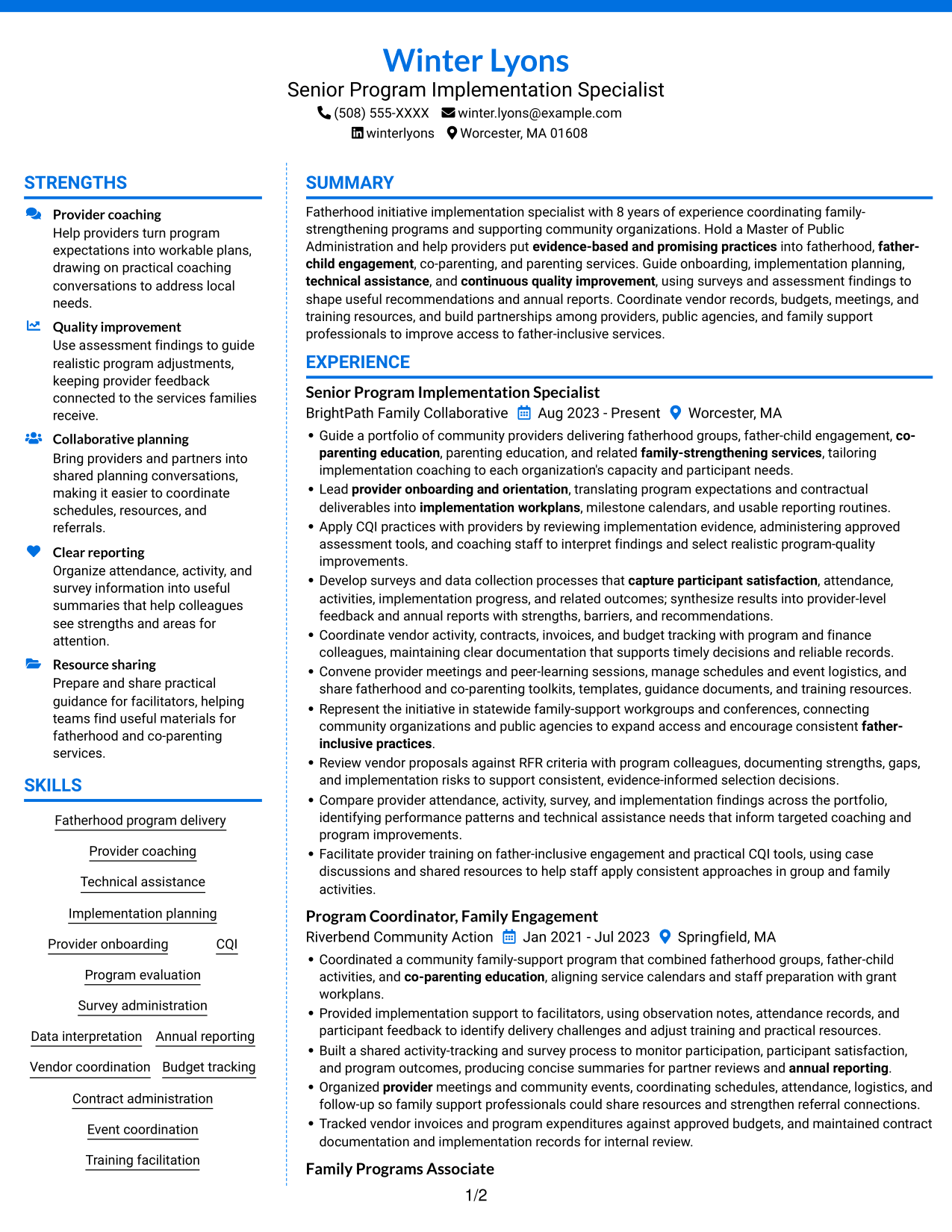 Resume example — page 1