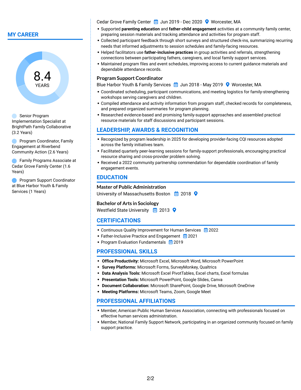 Resume example — page 2