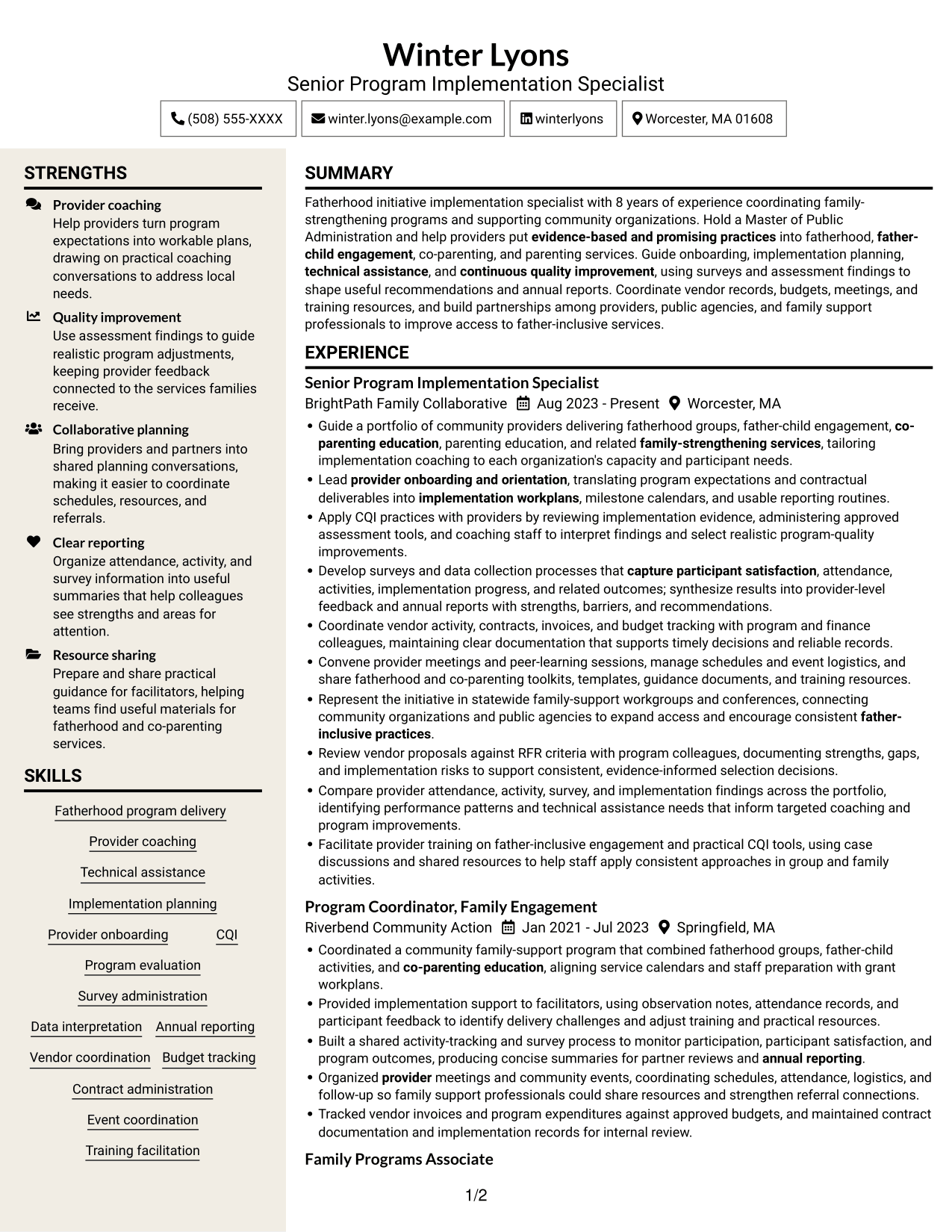 Resume example — page 1