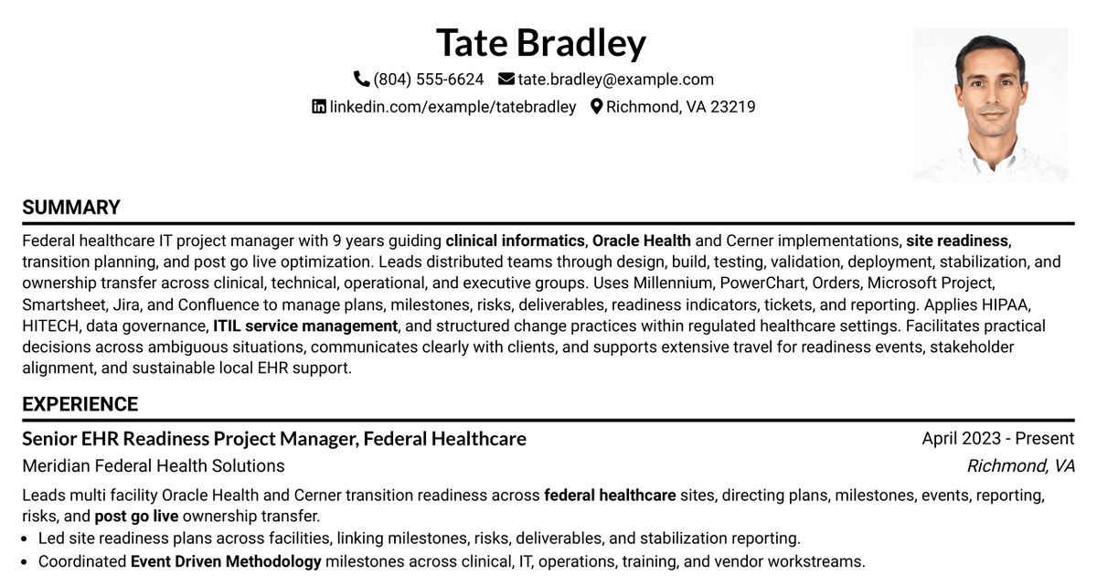 7 Federal Project Manager III - General Readiness Resume Templates with Example
