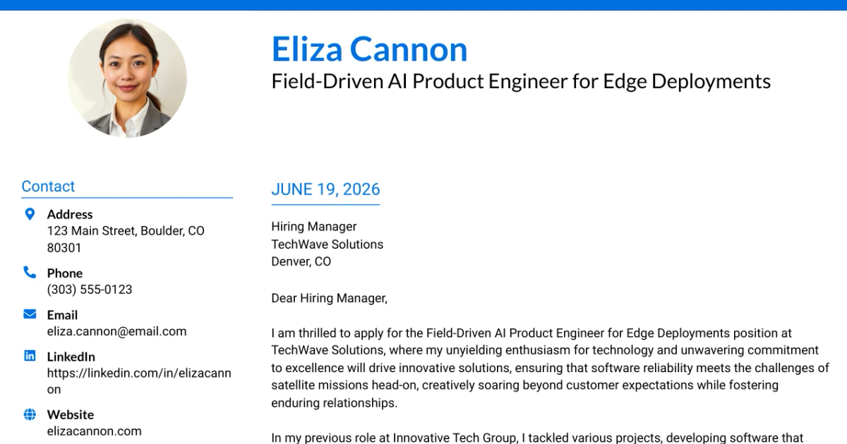 30+ Field-Driven AI Product Engineer for Edge Deployments Cover Letter Templates with Example 2026