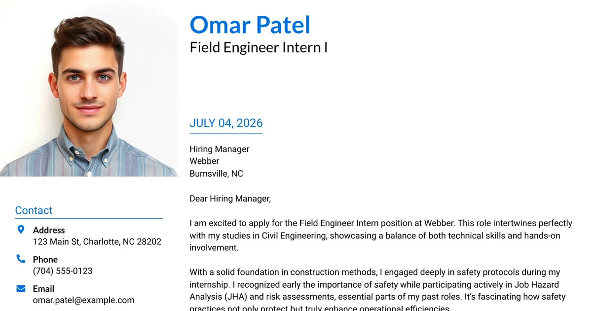 30+ Field Engineer Intern I Cover Letter Templates with Example 2026
