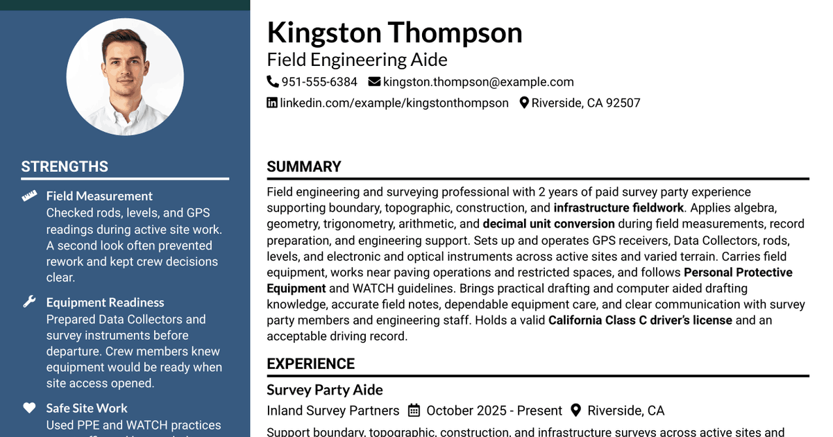 7 Field Engineering Aide Resume Templates with Example