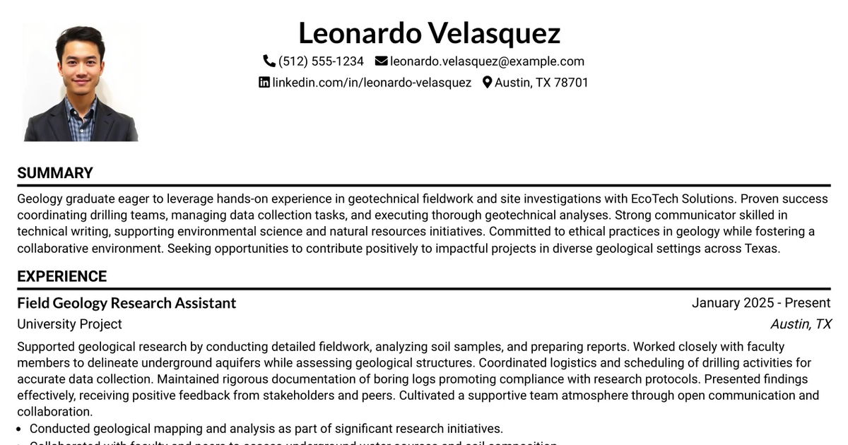 33 Field Geologist Resume Templates with Example 2026 (ATS-Optimized)