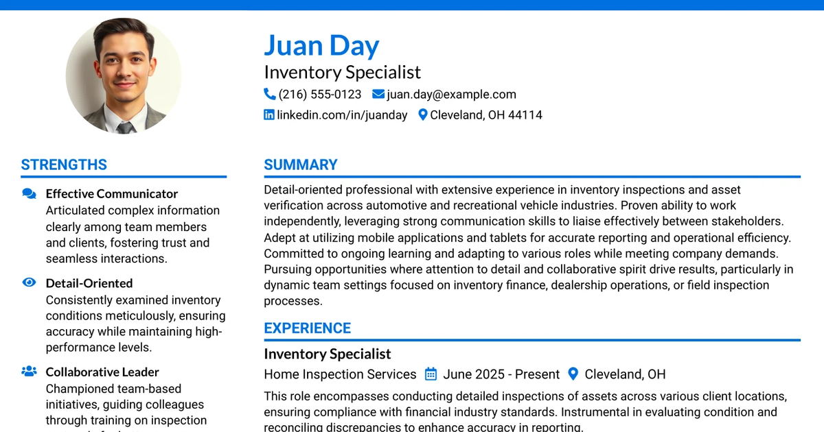 33 Field Inventory Specialist Resume Templates with Example 2026 (ATS-Optimized)