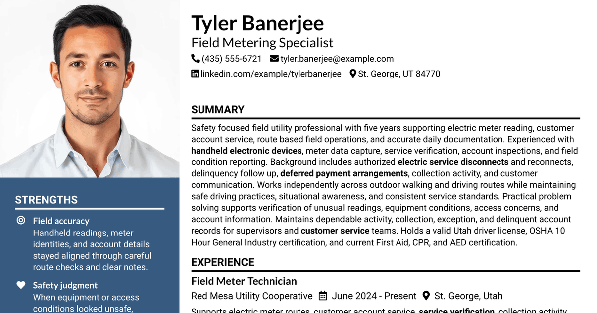 7 Field Metering Specialist Resume Templates with Example