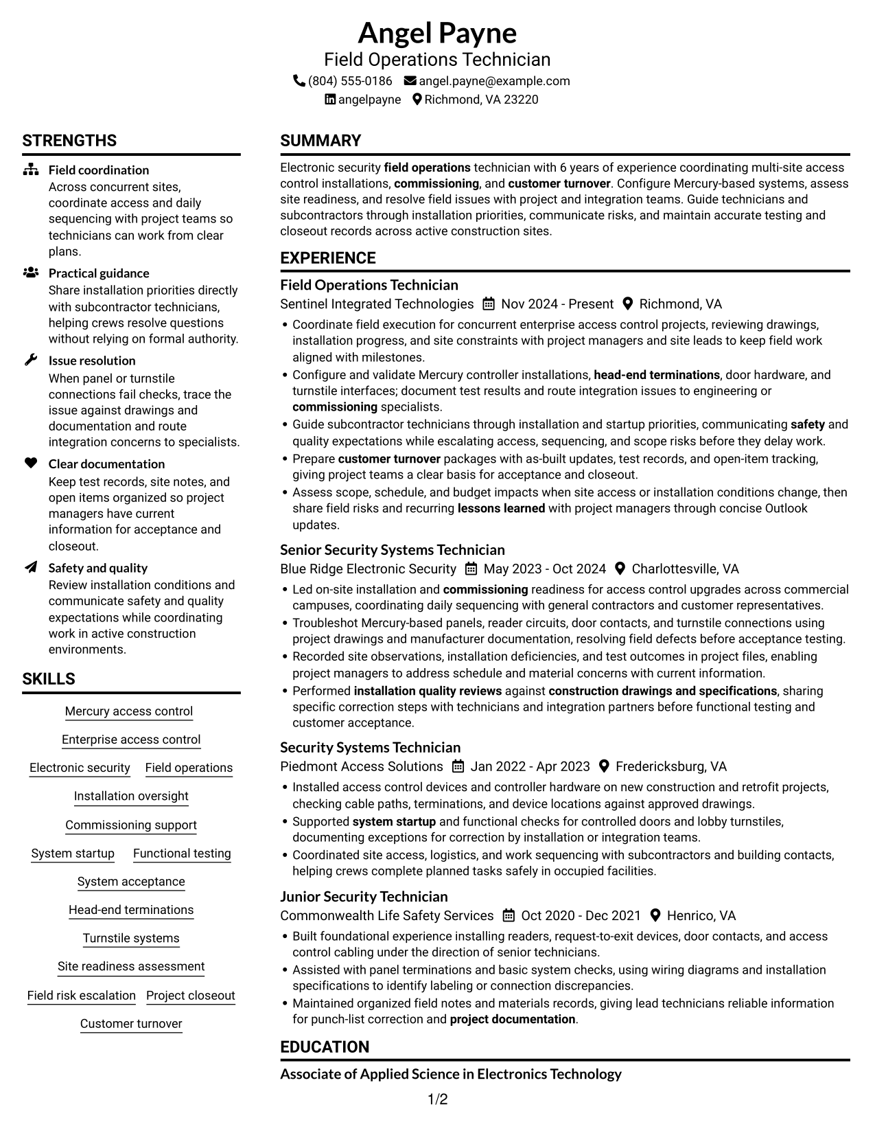 Resume example — page 1