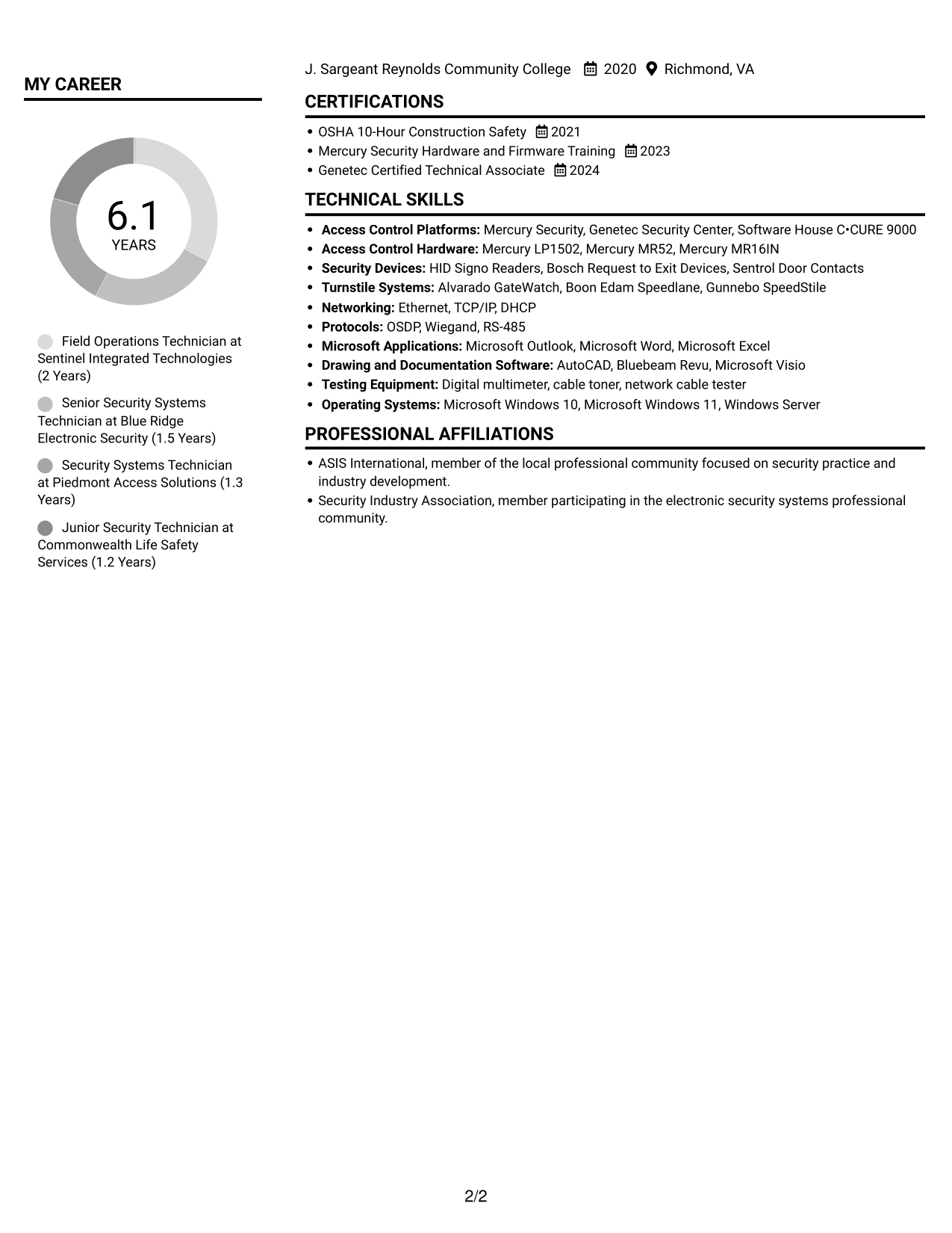 Resume example — page 2