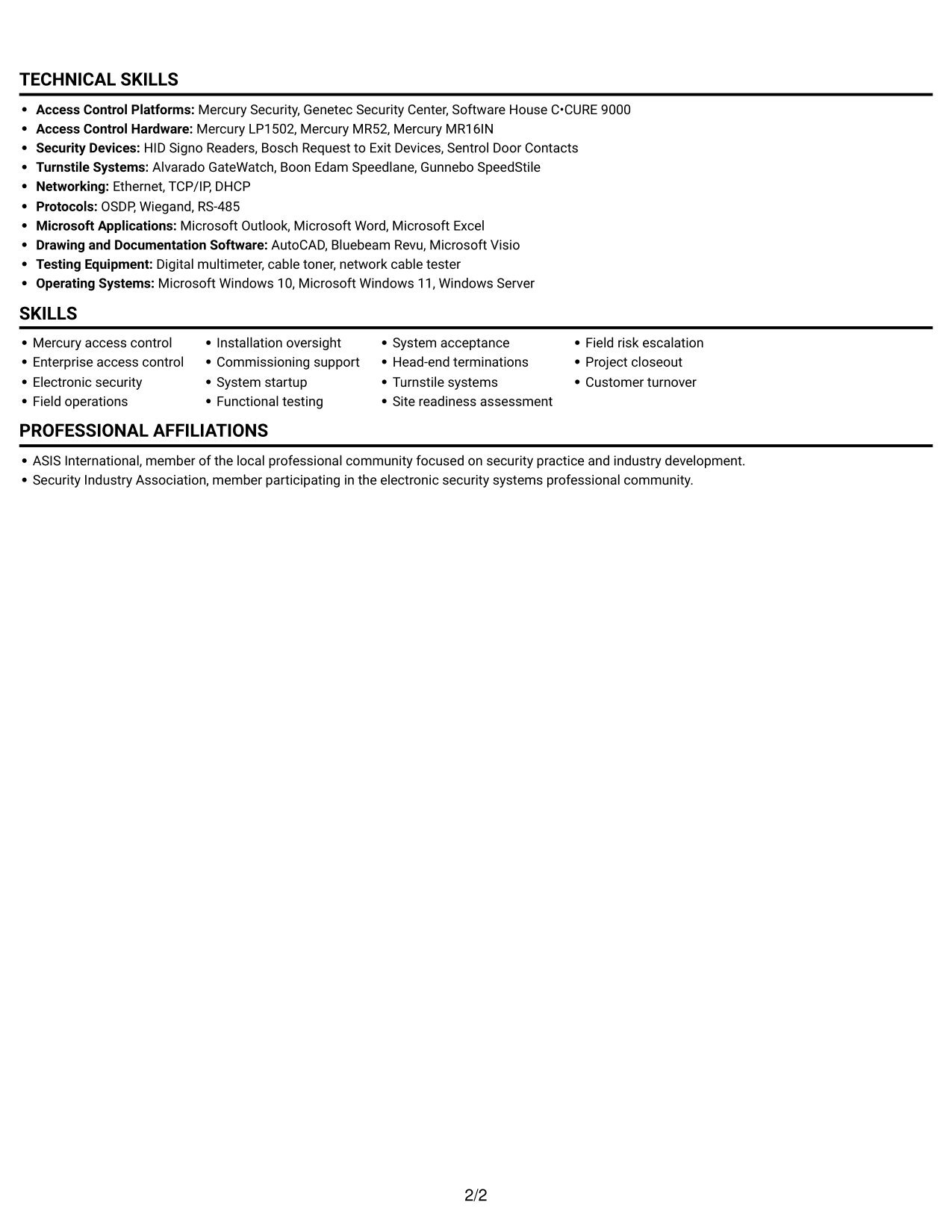 Resume example — page 2