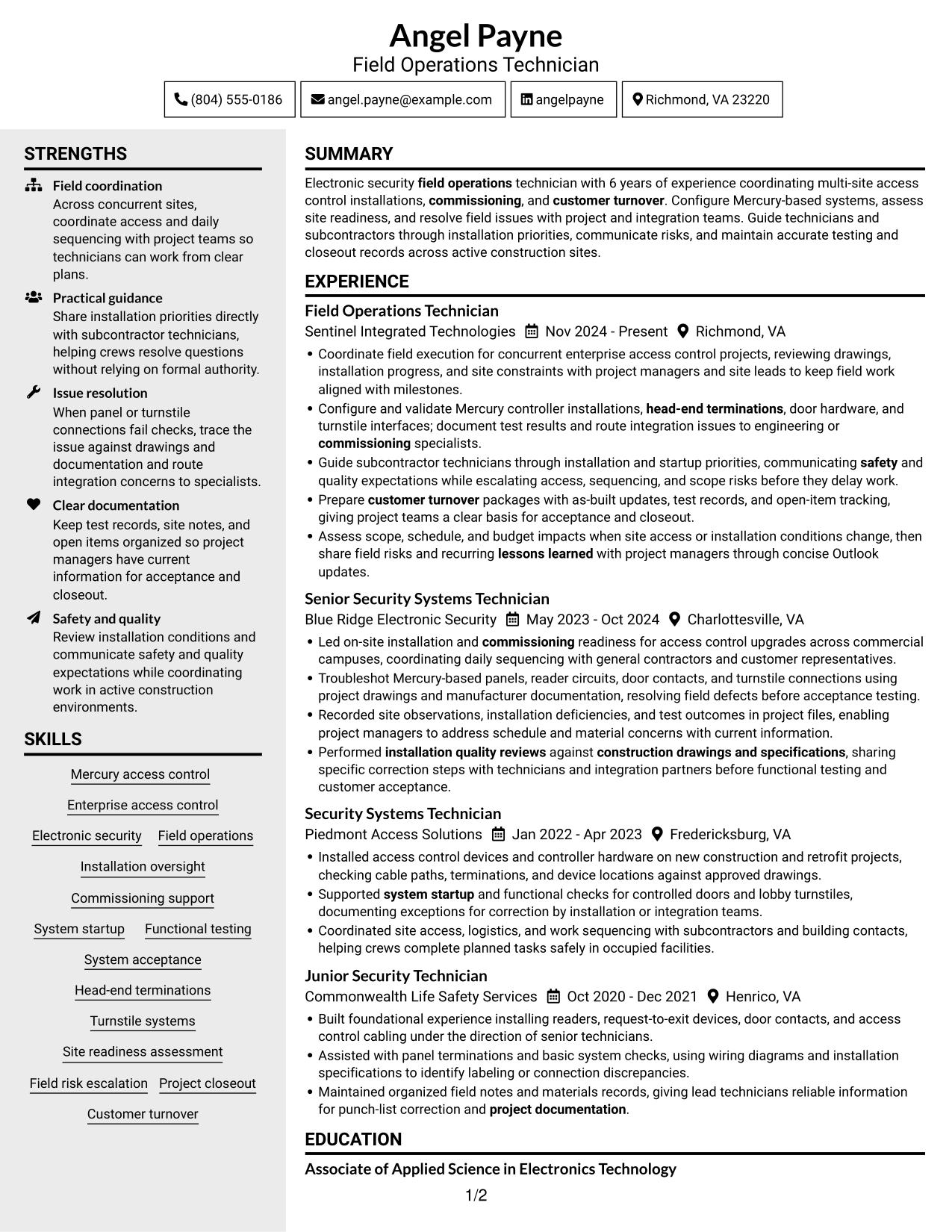 Resume example — page 1