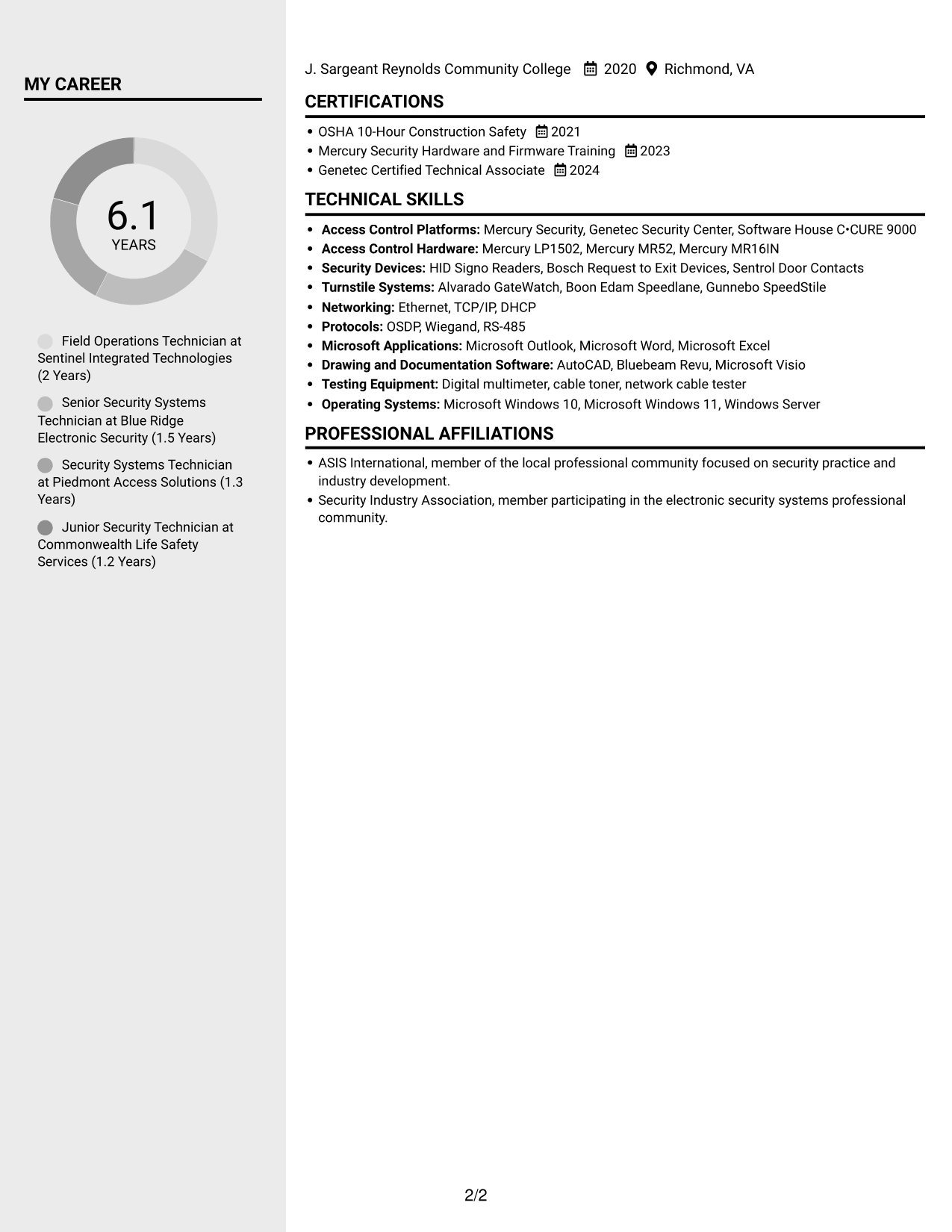 Resume example — page 2