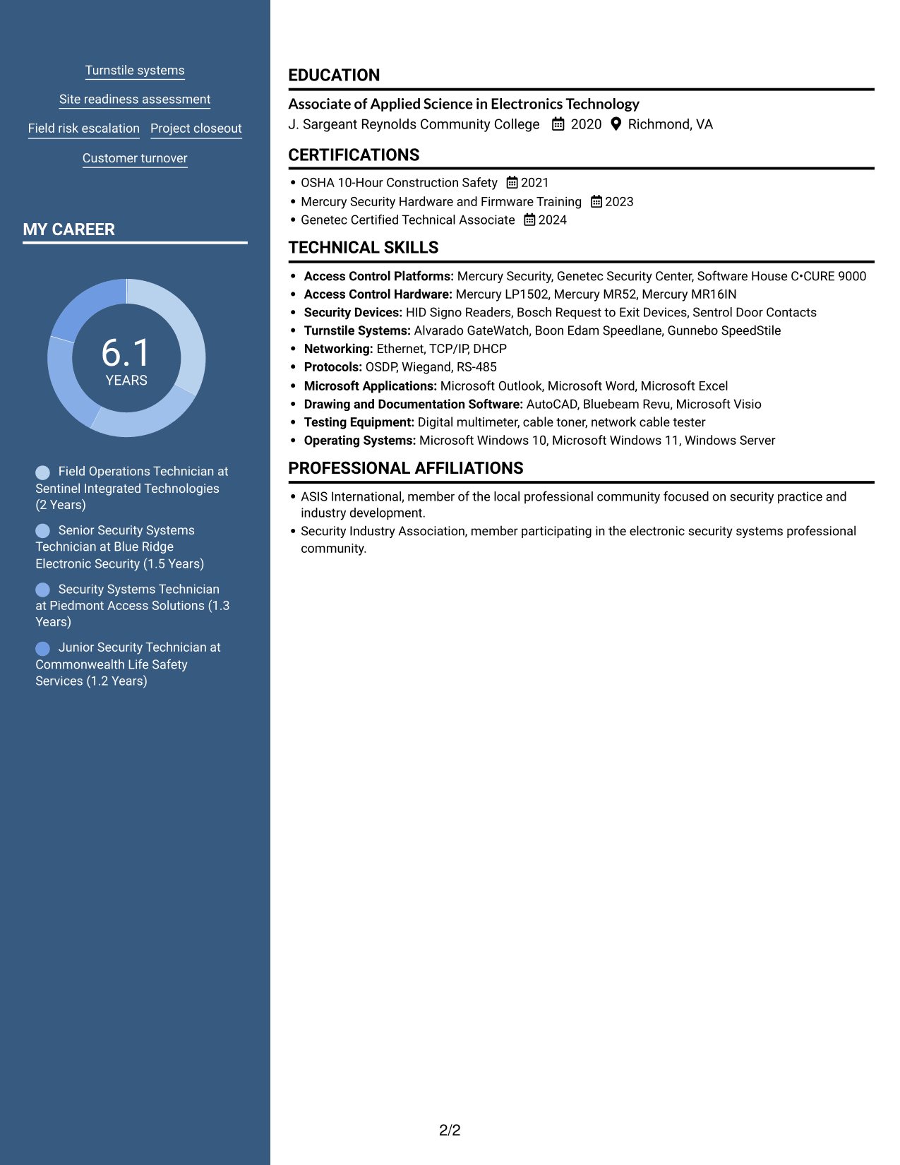 Resume example — page 2