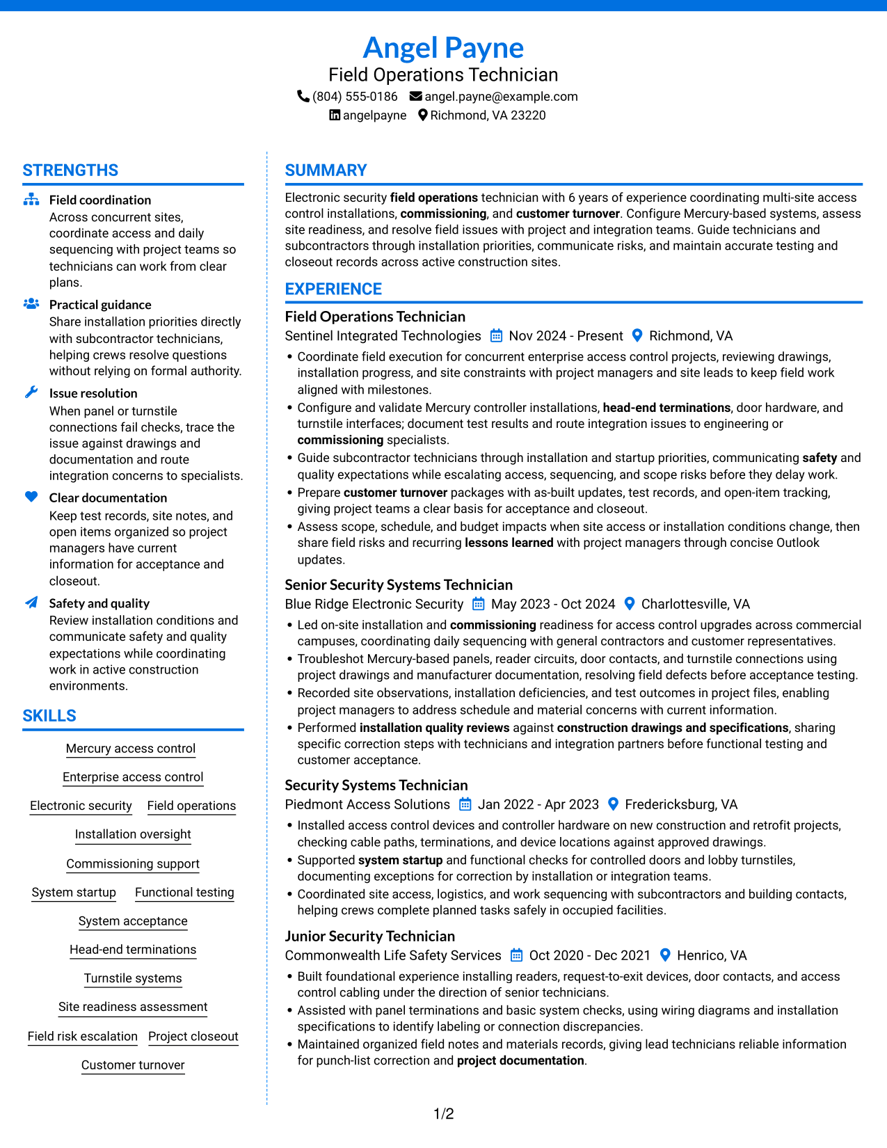 Resume example — page 1