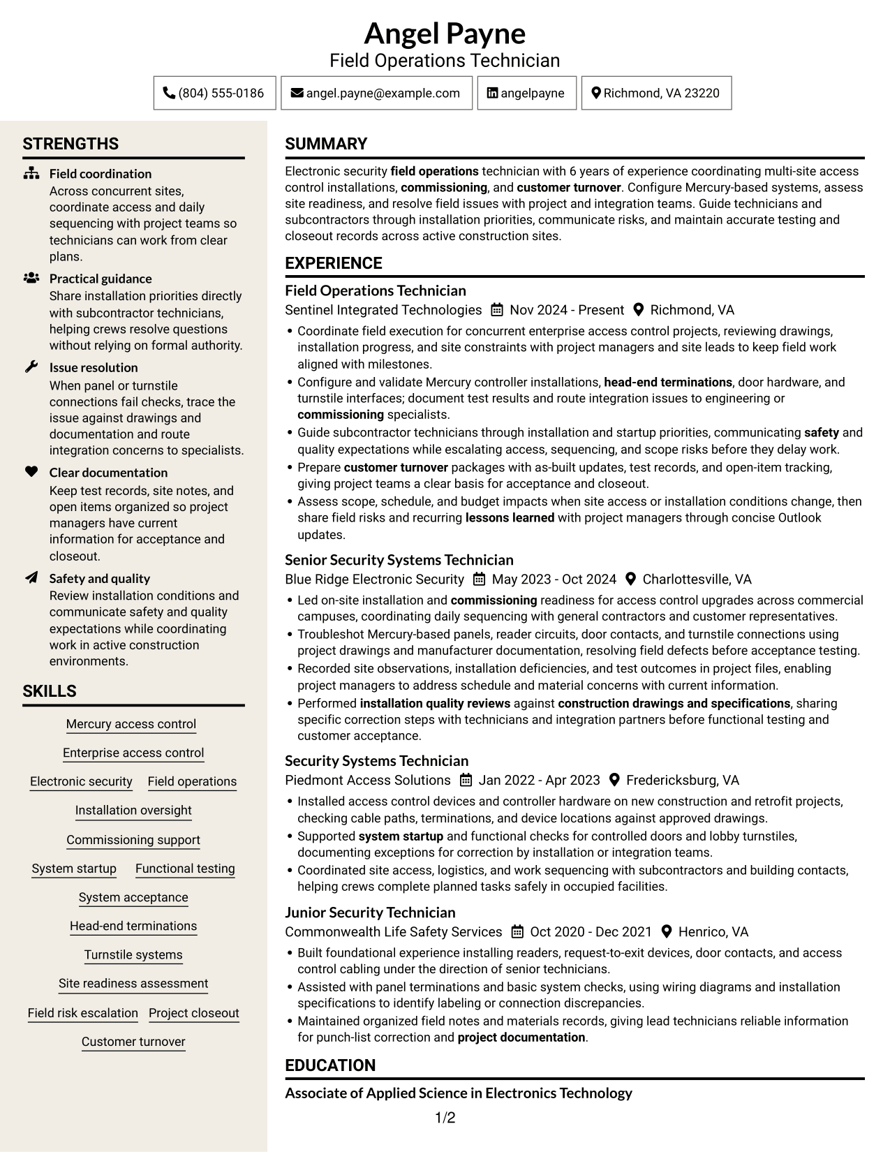Resume example — page 1