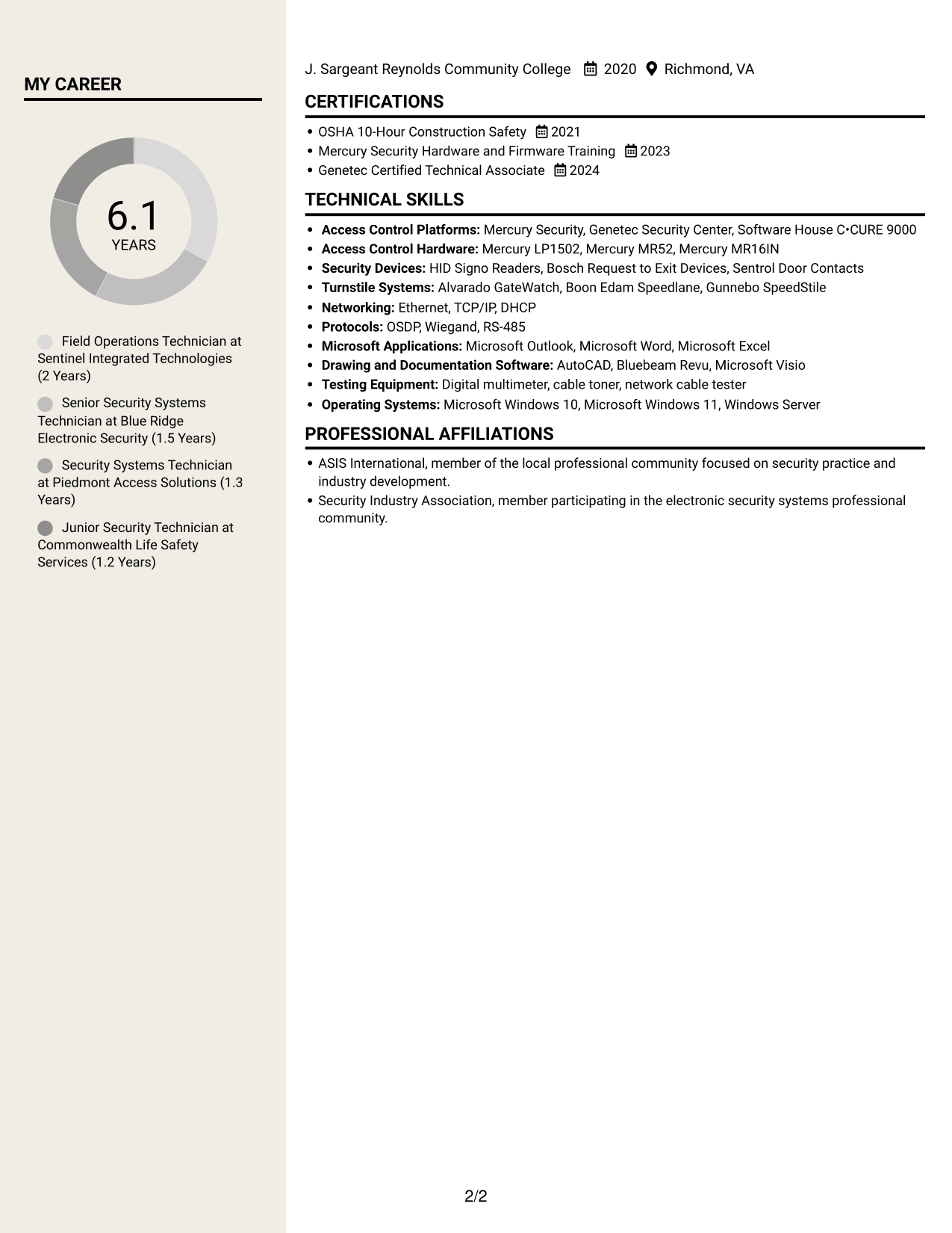 Resume example — page 2