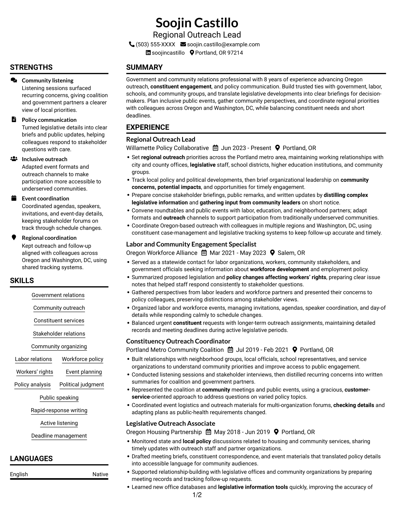 Resume example — page 1