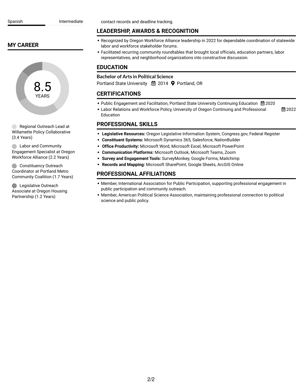 Resume example — page 2