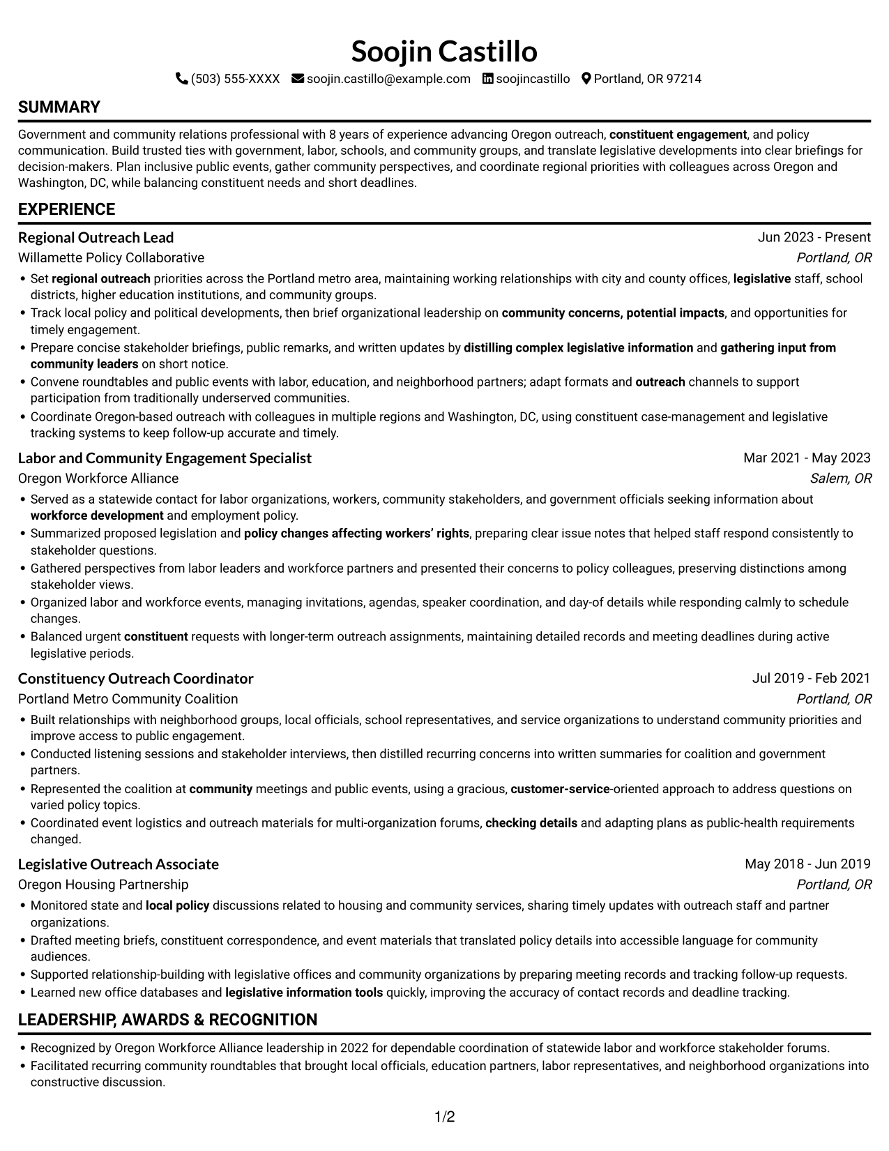 Resume example — page 1