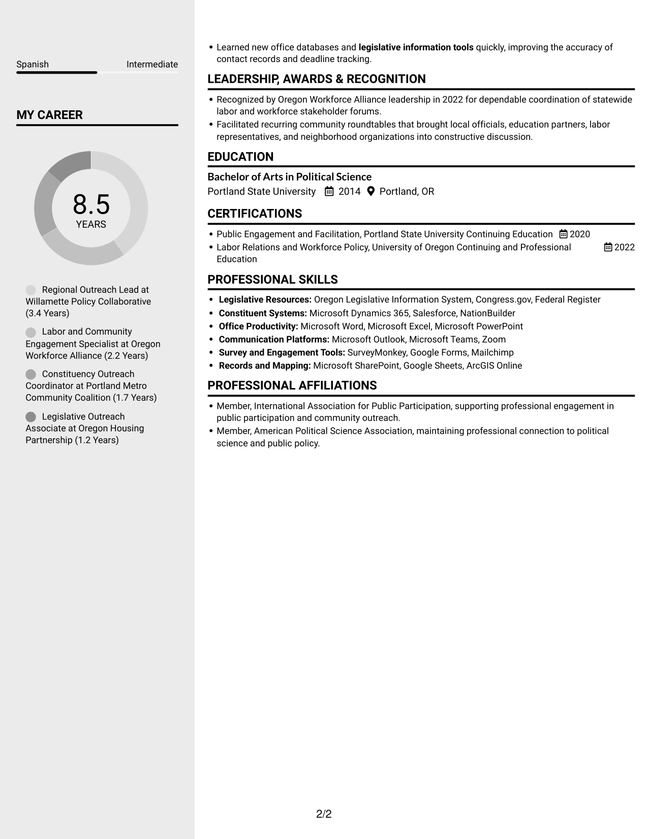 Resume example — page 2