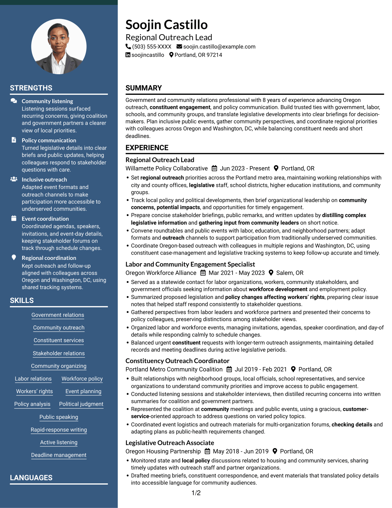Resume example — page 1