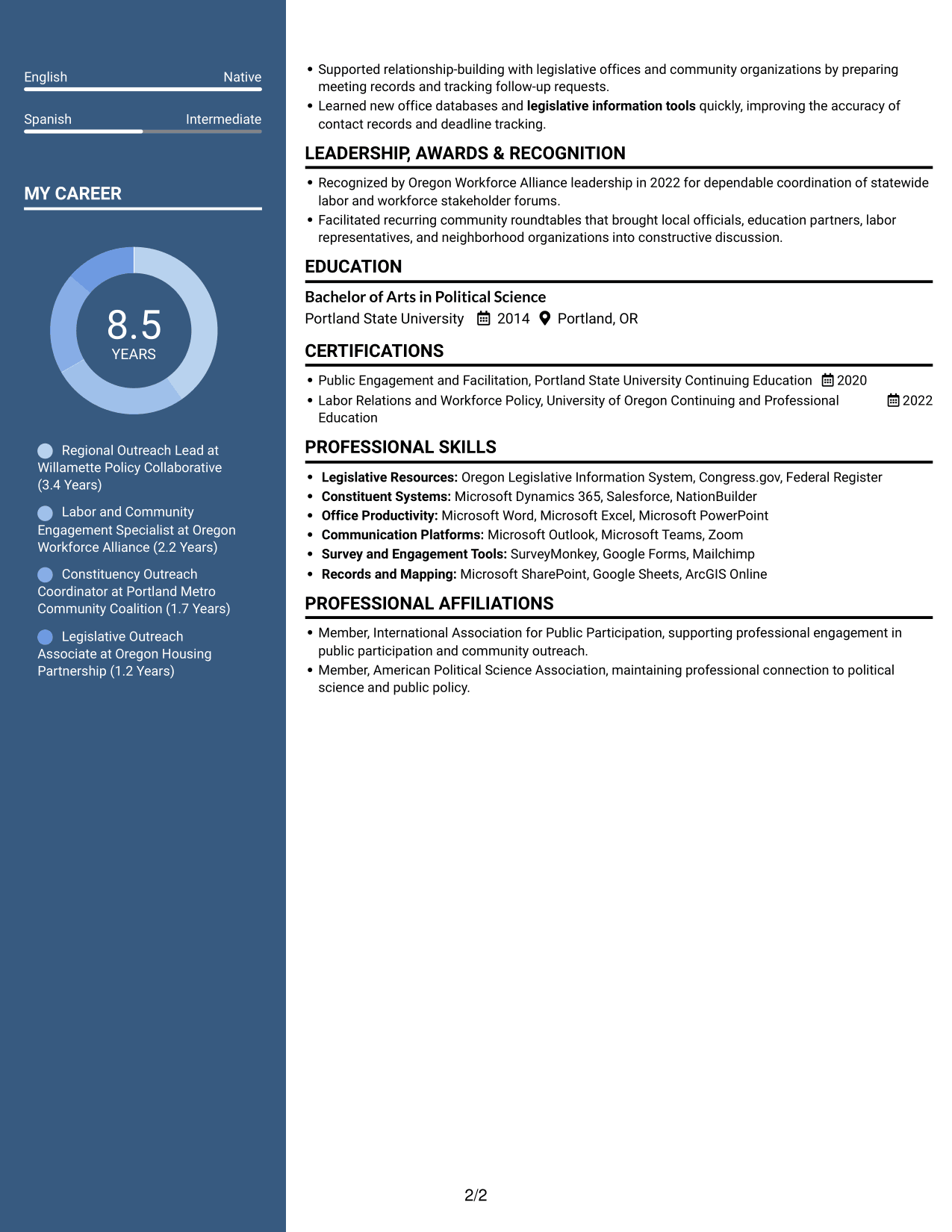 Resume example — page 2