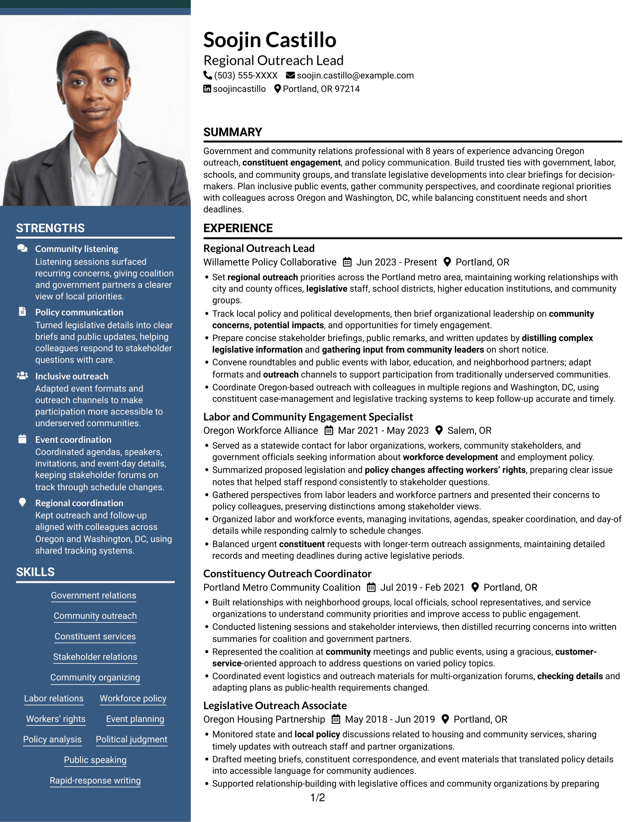 Resume example — page 1
