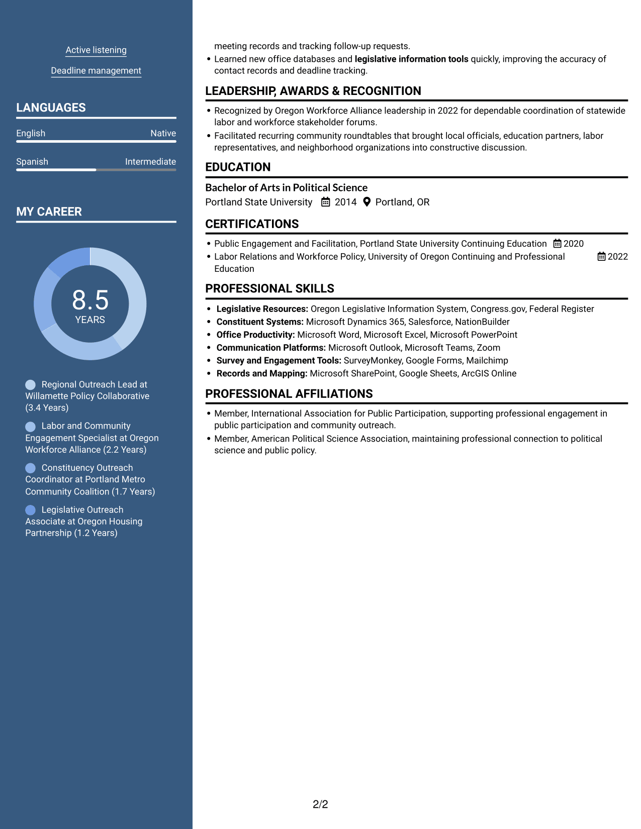 Resume example — page 2