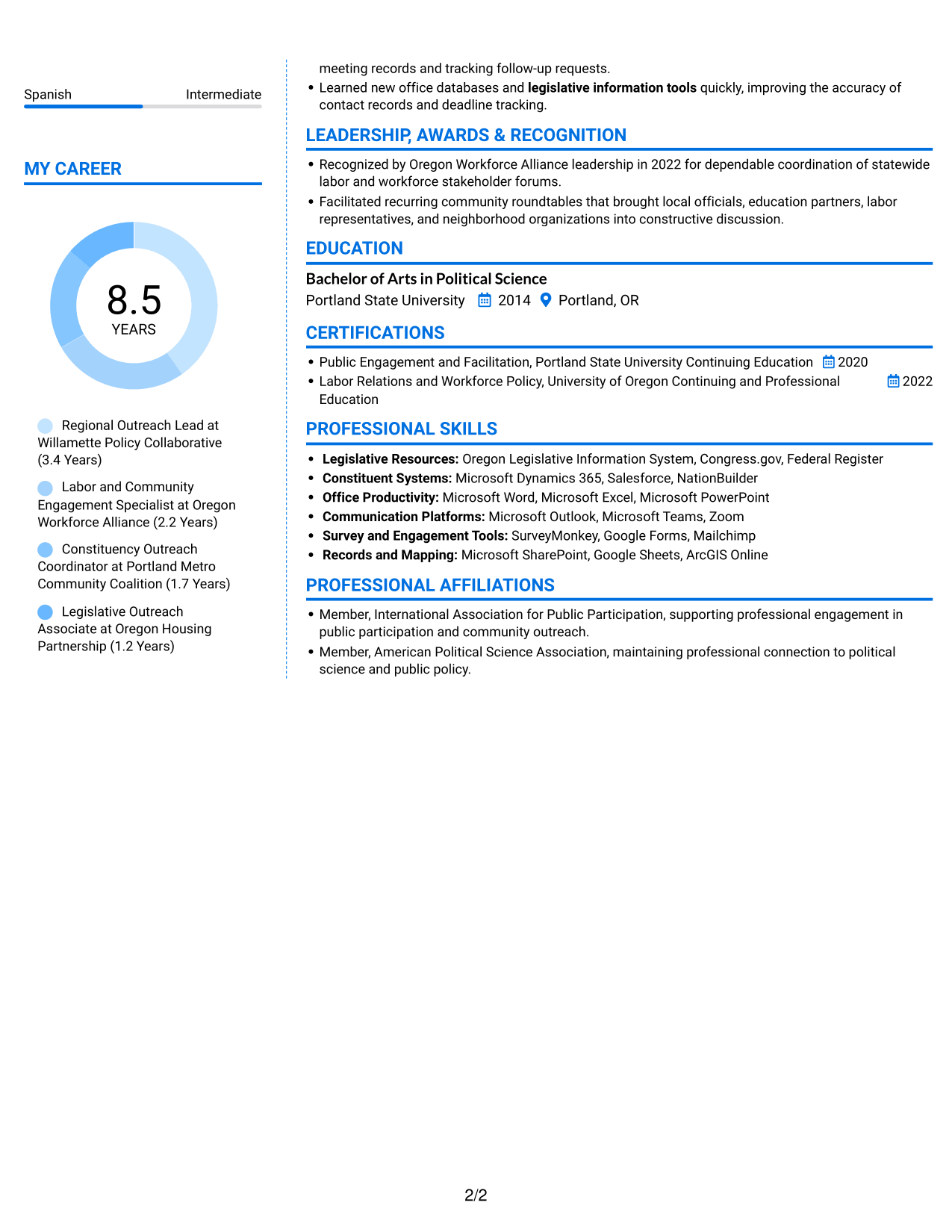 Resume example — page 2