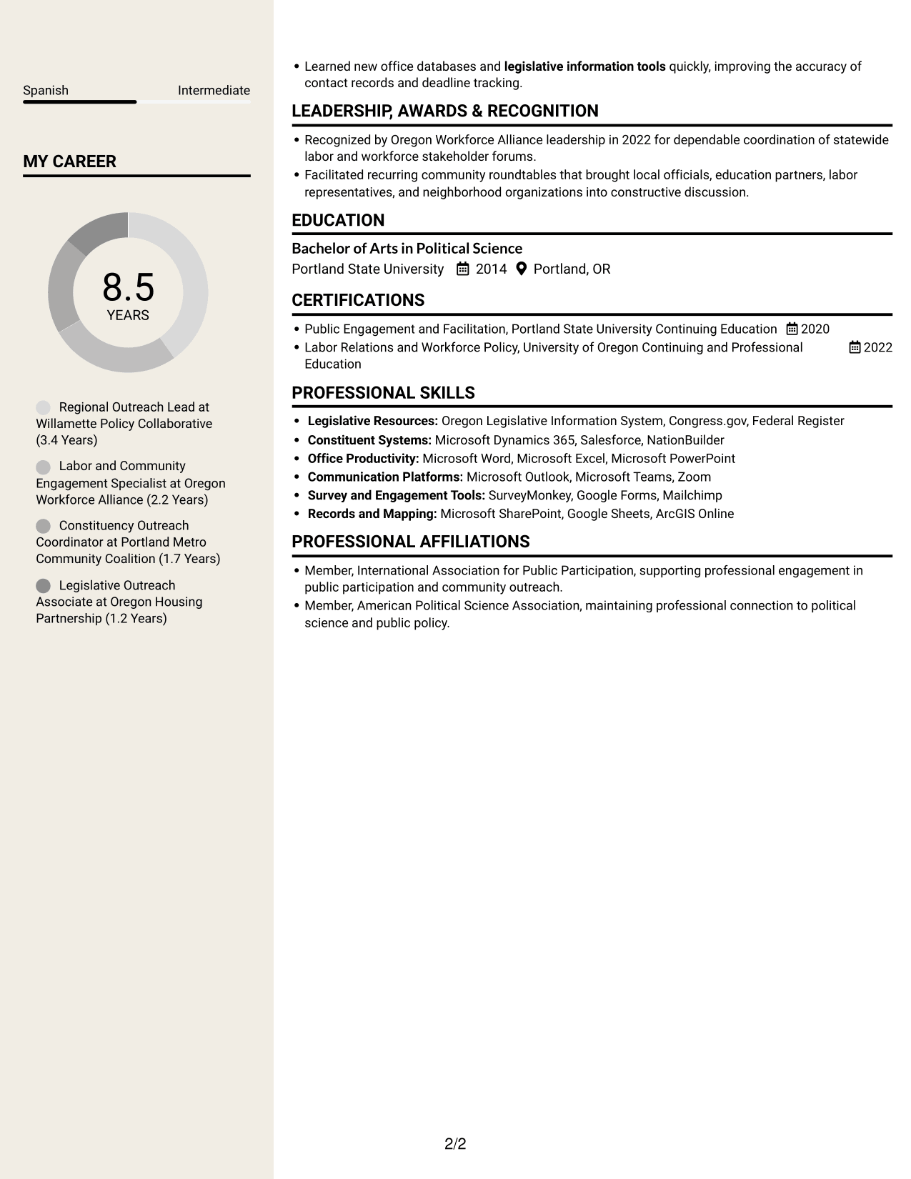 Resume example — page 2