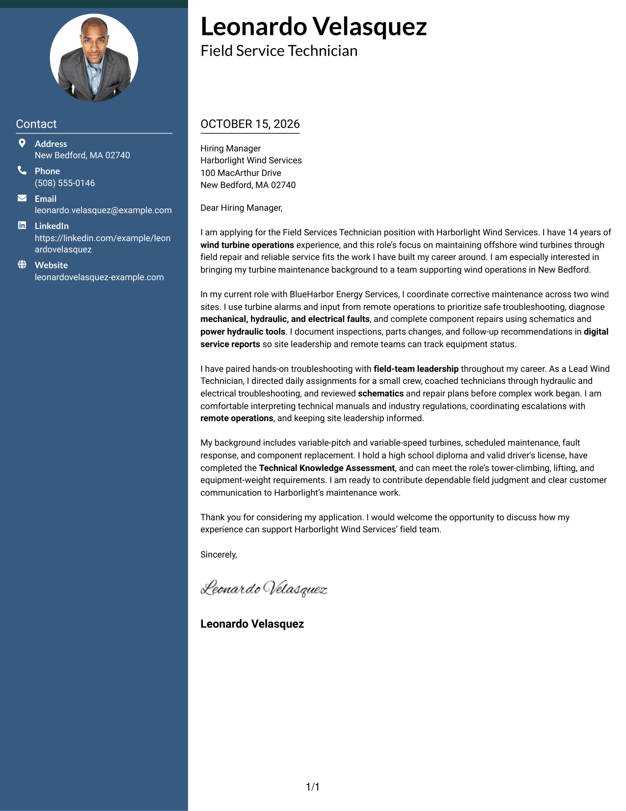 Cover letter example — page 1