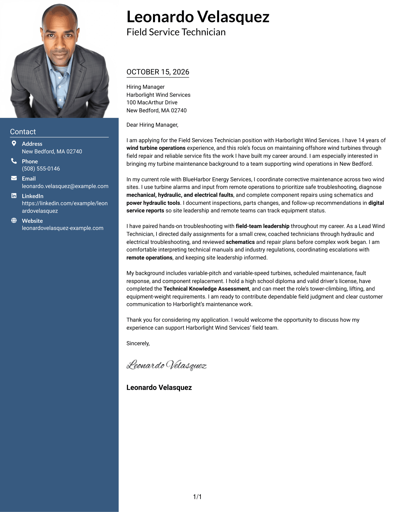 Cover letter example — page 1