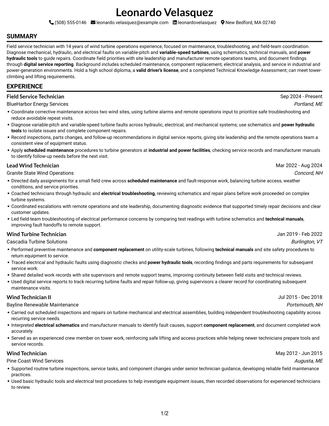 Resume example — page 1