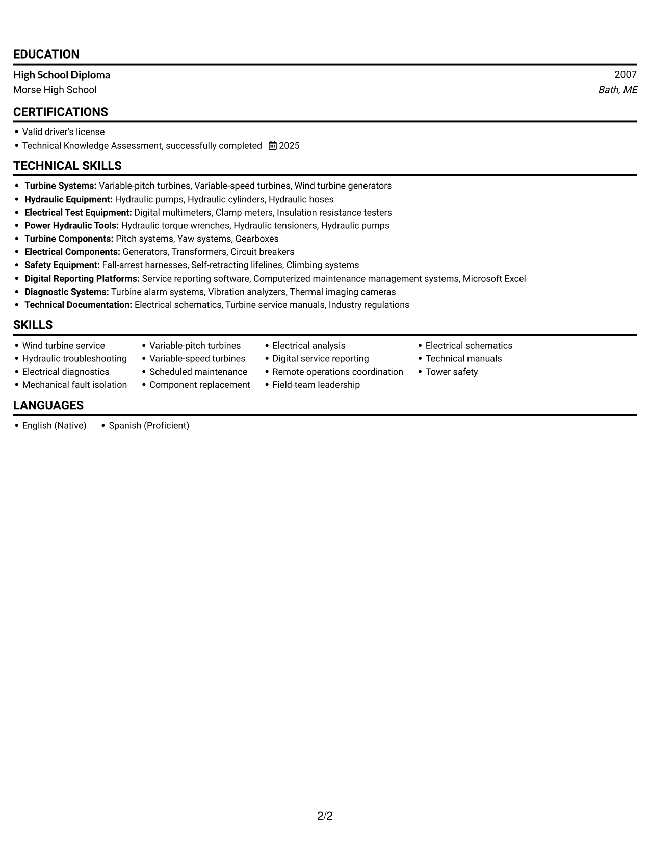 Resume example — page 2