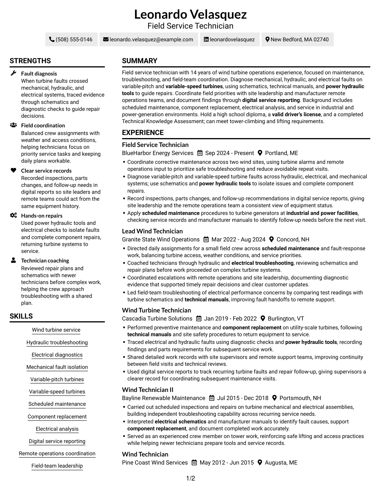 Resume example — page 1