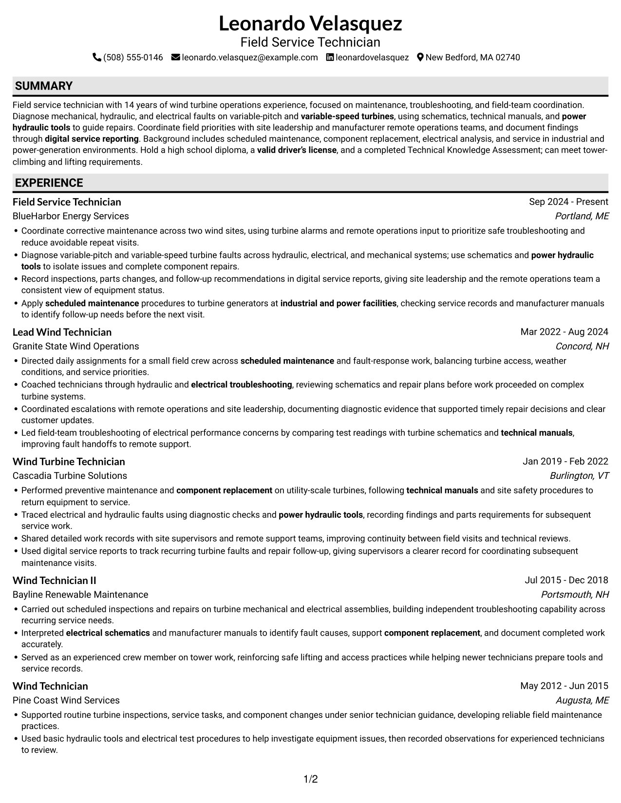 Resume example — page 1