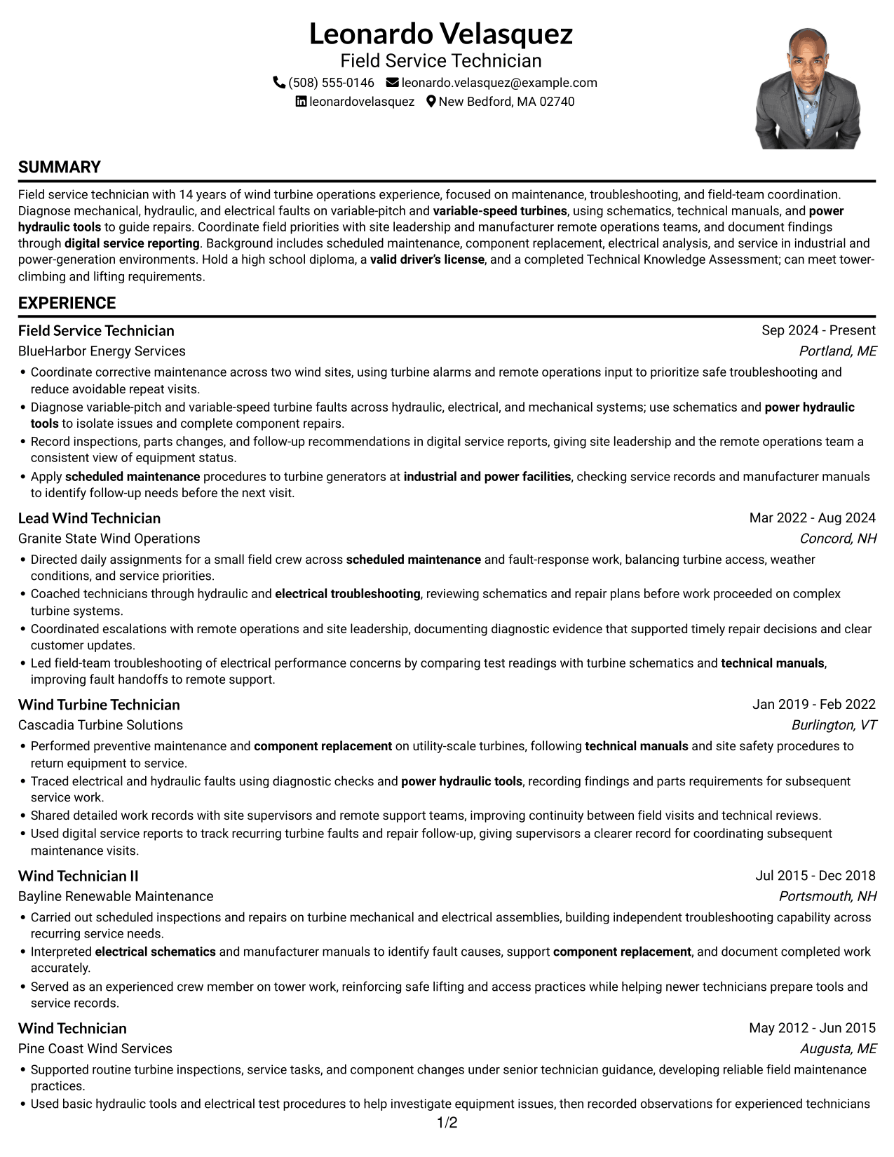 Resume example — page 1