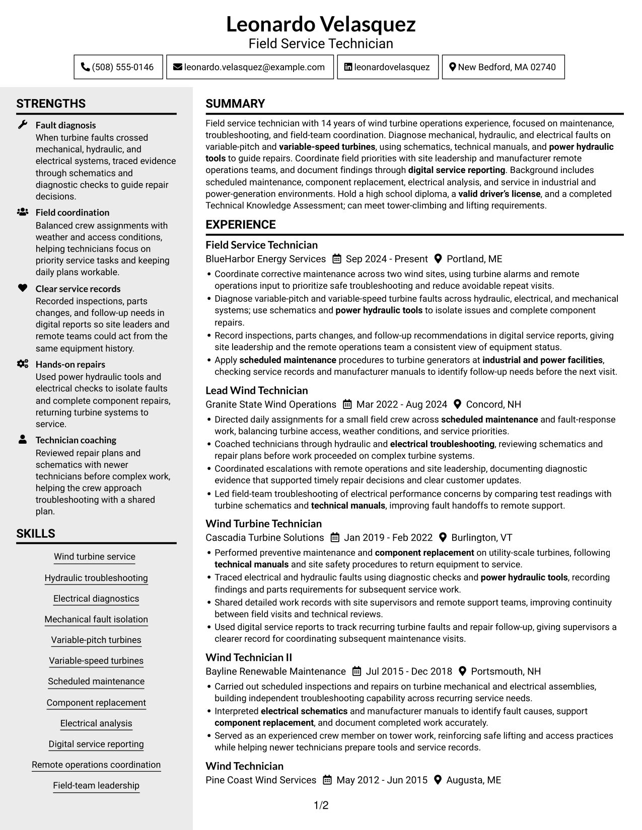 Resume example — page 1