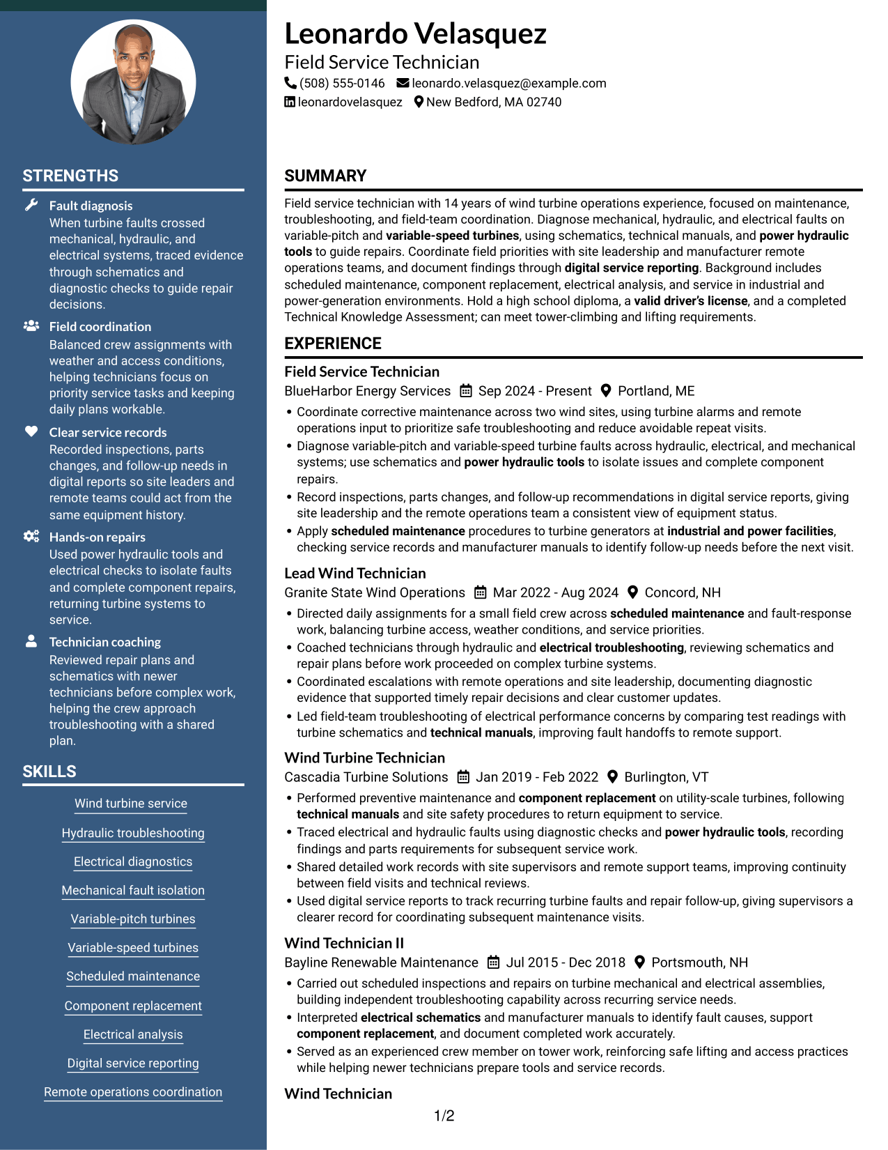 Resume example — page 1