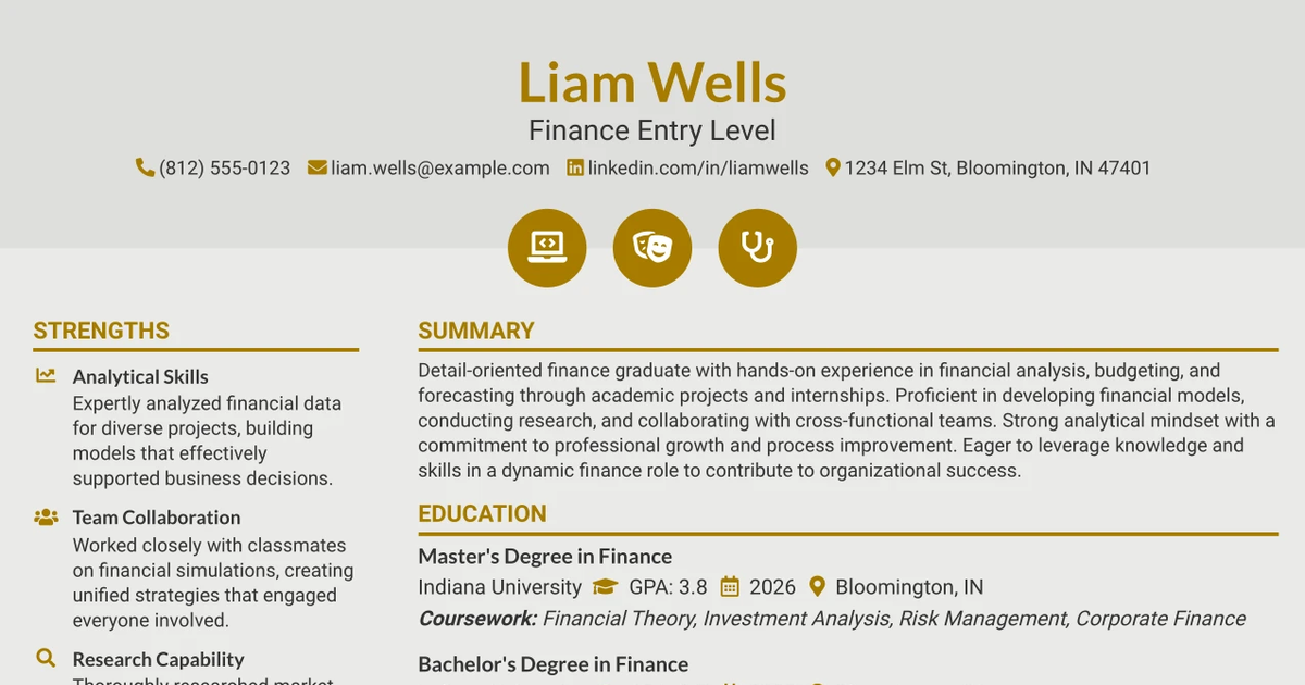 33 Finance Entry Level Resume Templates with Example 2026 (ATS-Optimized)