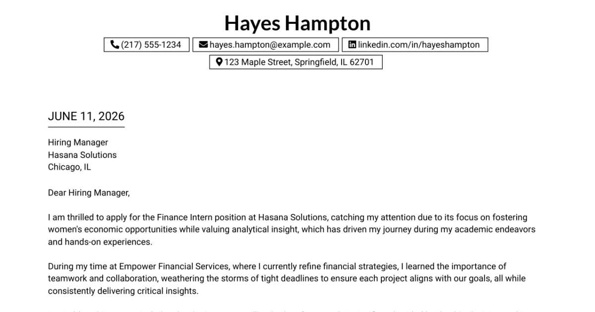 30+ Finance Intern Cover Letter Templates with Example 2026