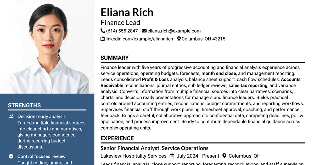 7 Finance Lead Resume Templates with Example