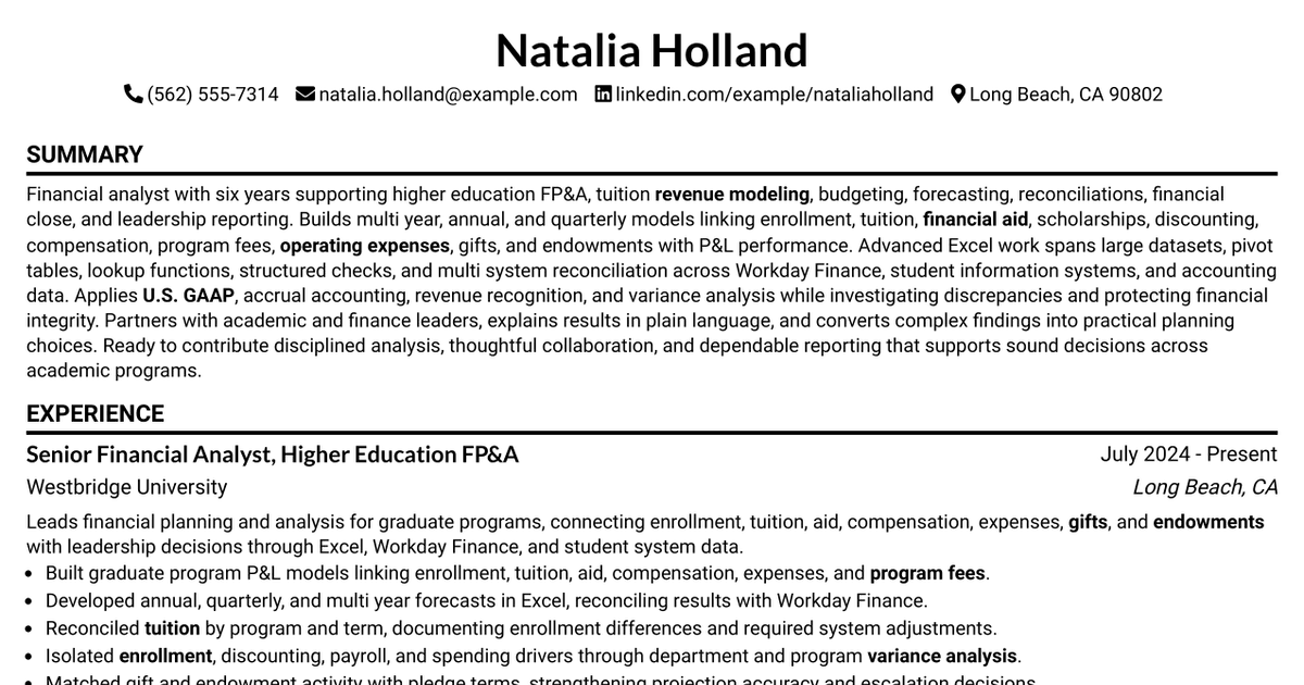 7 Financial Analyst II Resume Templates with Example