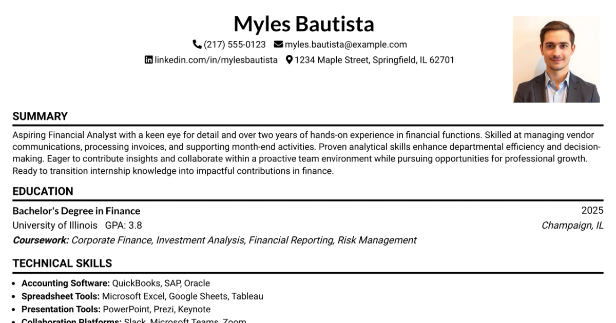 33 Financial Analyst Intern Resume Templates with Example 2026 (ATS-Optimized)