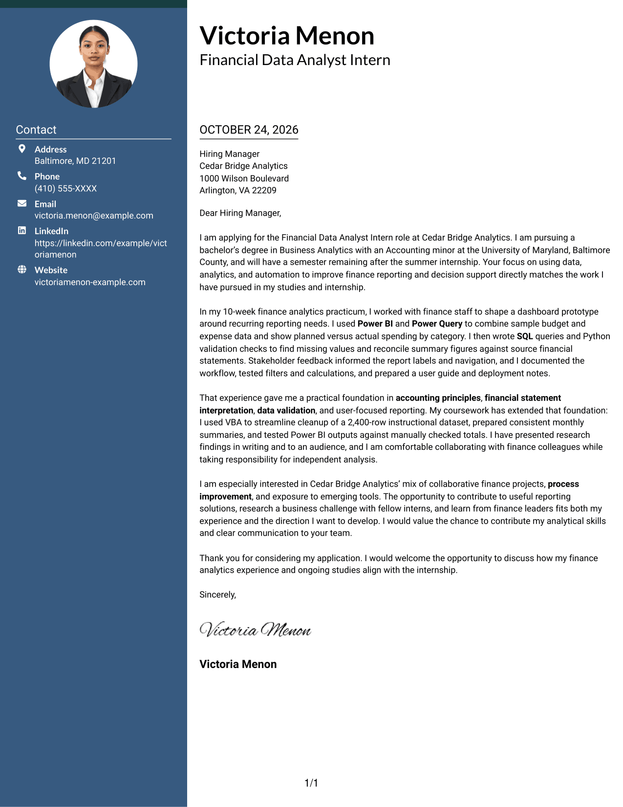 Cover letter example — page 1