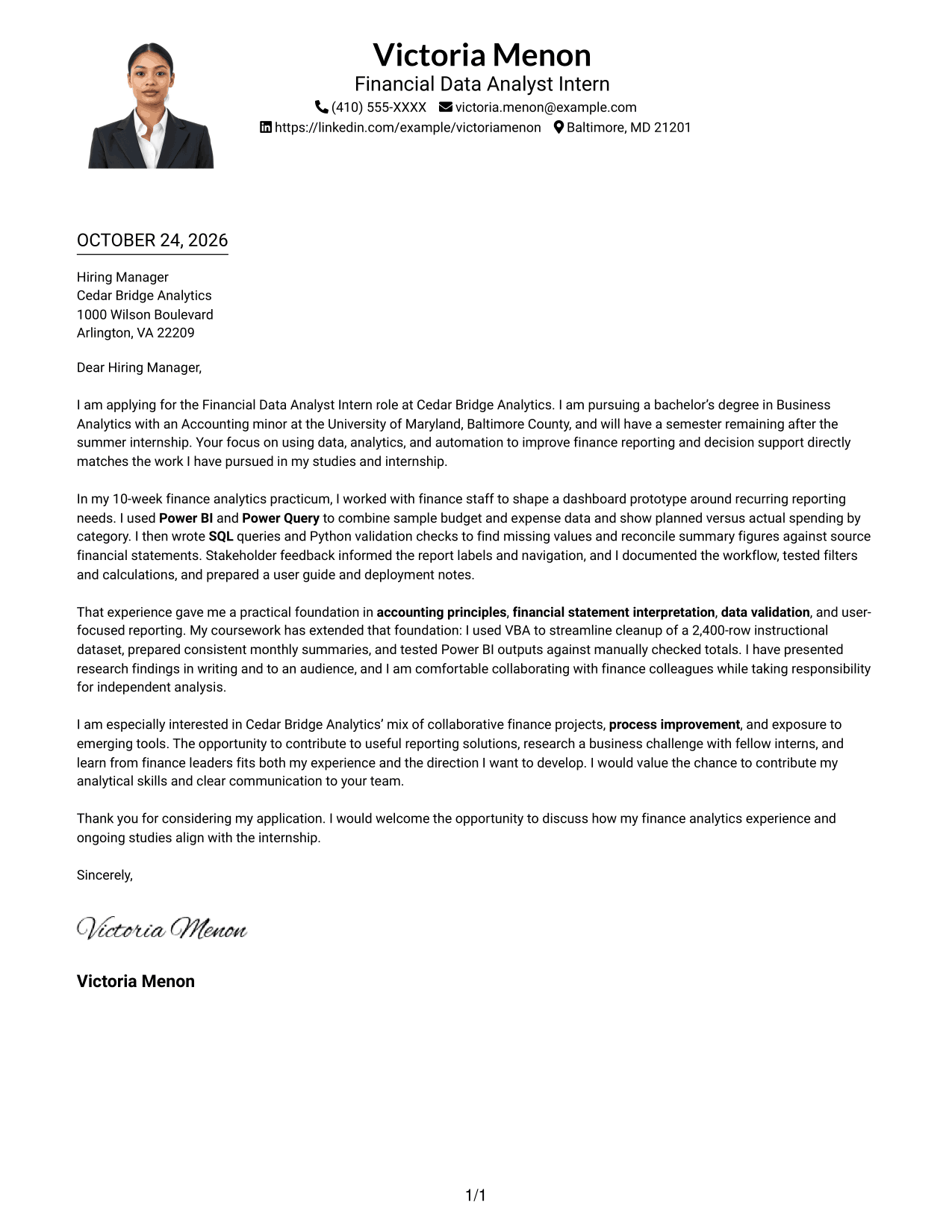 Cover letter example — page 1