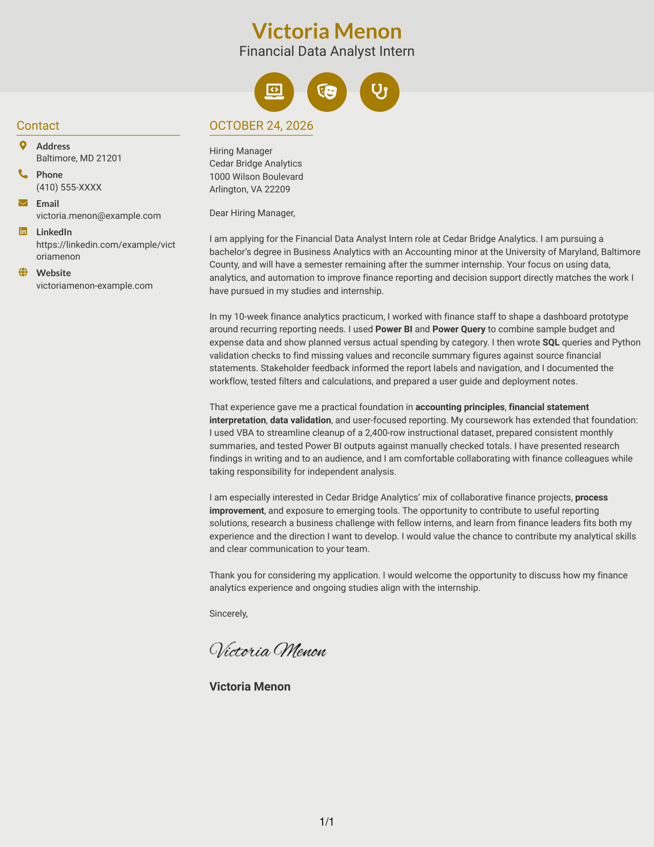 Cover letter example — page 1